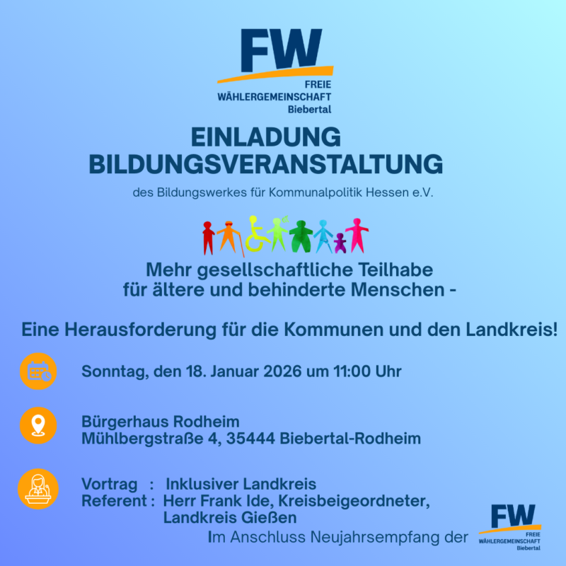 Einladung zur Bildungsveranstaltung und Neujahrsempfang am  Sonntag, den 18.01.2026!